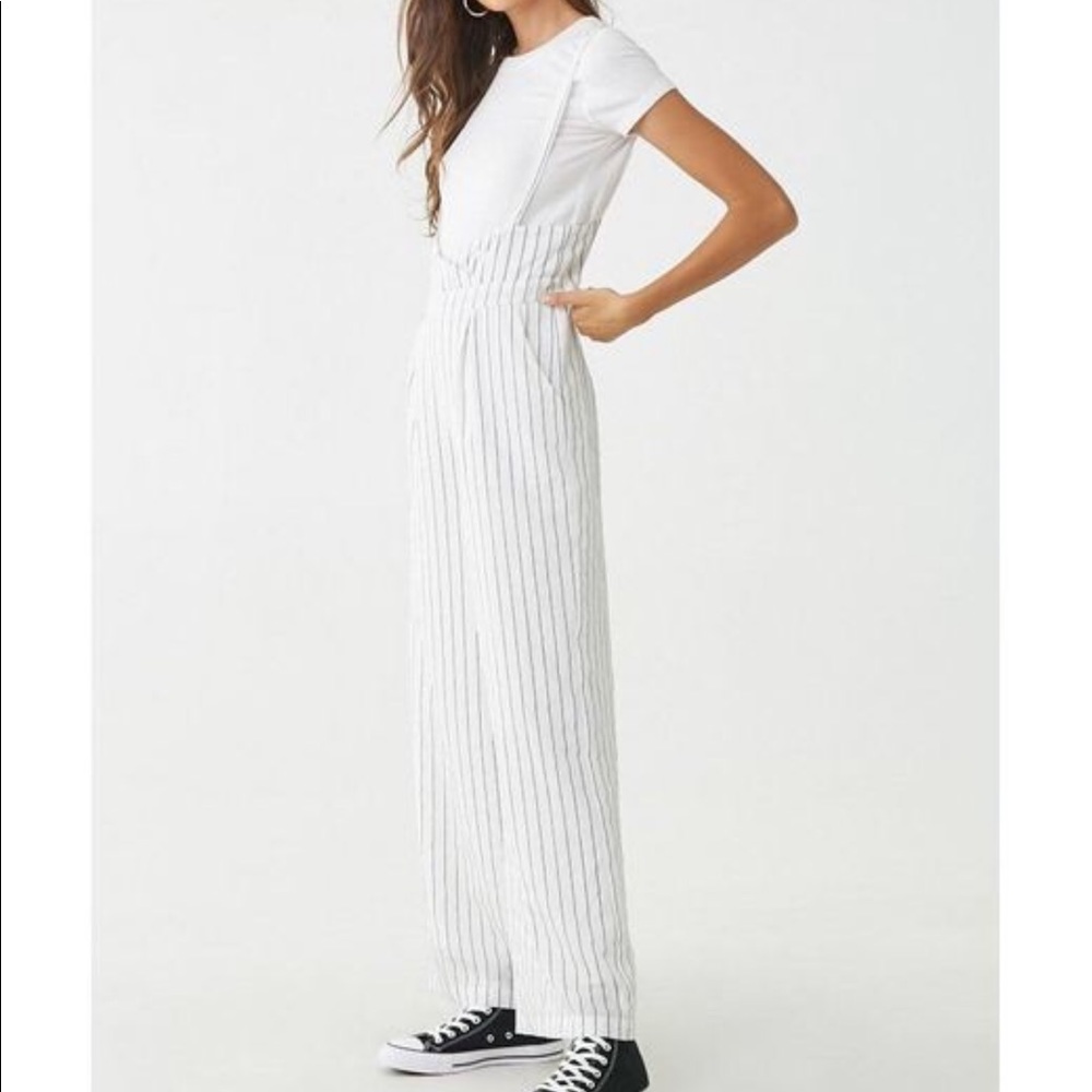 Pinstriped Suspenders Pants Overalls Jumpsuit